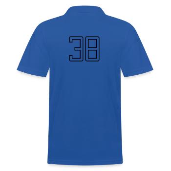 Number 38 (University Style) - Men's Polo Shirt - royal blue - Back - Kai (181cm)