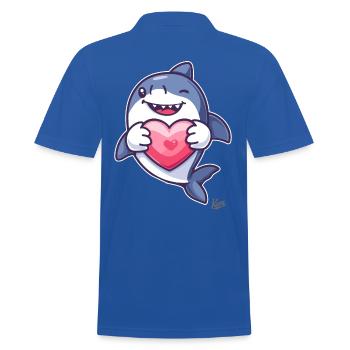 Süßer Glücklicher Hai mit Herz für die Liebe - Männer Poloshirt - Royalblau - Hinten - Kai (181cm)