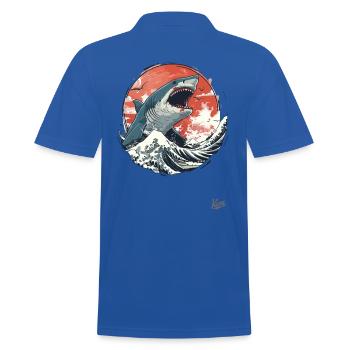 Great white shark on white waves - Men's Polo Shirt - royal blue - Back - Kai (181cm)