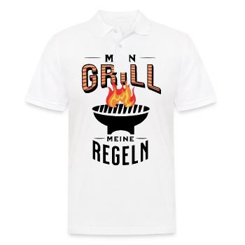 Mein Grill Meine Regeln Spruch Shirt BBQ Grill - Männer Poloshirt - Weiß - Vorne - Kai (181cm)