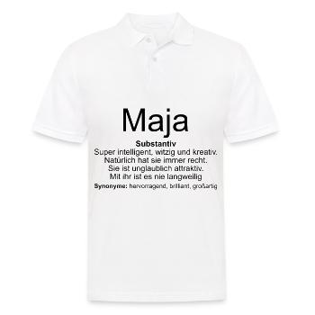 Name Definition Maja - Männer Poloshirt - Weiß - Vorne - Kai (181cm)
