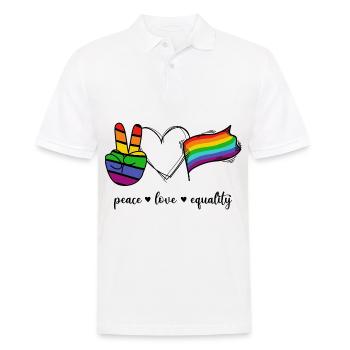 Peace Love Equality Liebe LGBTQ Gay Pride - Männer Poloshirt - Weiß - Vorne - Kai (181cm)
