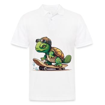 Tortue de skateboard - Polo Homme - blanc - Devant - Kai (181cm)