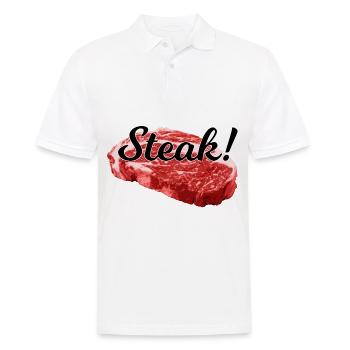 steak - Men's Polo Shirt - white - Front - Kai (181cm)