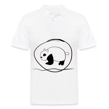 Panda Tier Symbol Kreis Linie - Männer Poloshirt - Weiß - Vorne - Kai (181cm)