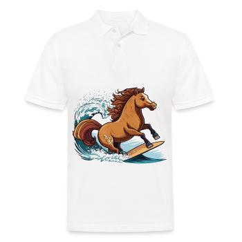 Surfing Horse - Men's Polo Shirt - white - Front - Kai (181cm)