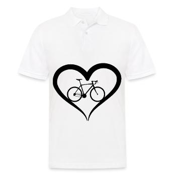 Bicycle and heart - - Men's Polo Shirt - white - Front - Kai (181cm)