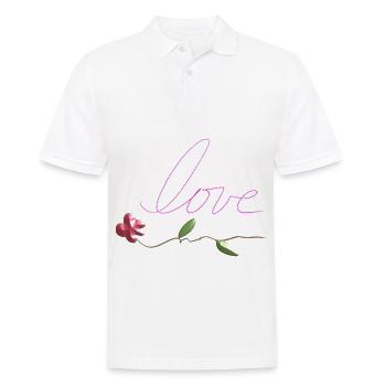 symbole de mot de fleur d’amour - Polo Homme - blanc - Devant - Kai (181cm)