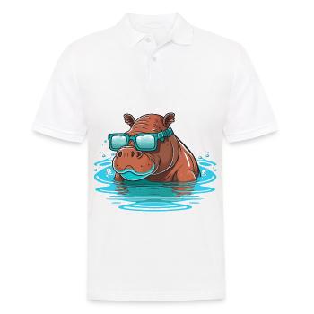 Hippo Swimmer - Men's Polo Shirt - white - Front - Kai (181cm)