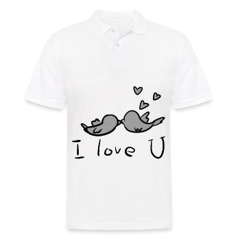 Je t’aime les oiseaux couple d’animaux - Polo Homme - blanc - Devant - Kai (181cm)