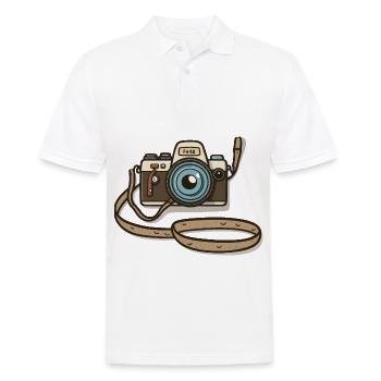 Der klassische Fotograf - Männer Poloshirt - Weiß - Vorne - Kai (181cm)