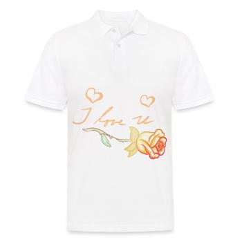 ich liebe dich goldene rose blume - Männer Poloshirt - Weiß - Vorne - Kai (181cm)