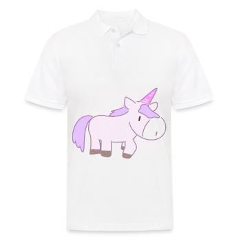 Einhorn Tier Symbol Cartoon pink - Männer Poloshirt - Weiß - Vorne - Kai (181cm)