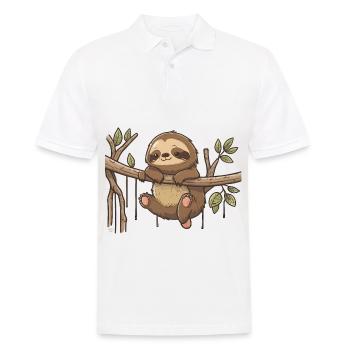 Faultier-Leben - Männer Poloshirt - Weiß - Vorne - Kai (181cm)