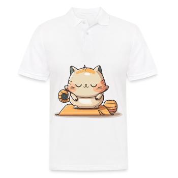 Cat-titude - Männer Poloshirt - Weiß - Vorne - Kai (181cm)