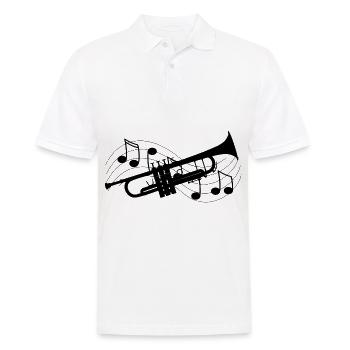 Trompete Noten und Partitur Musik schwarz Zeichnung - Männer Poloshirt - Weiß - Vorne - Kai (181cm)