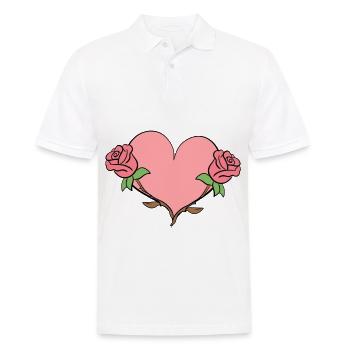 rose blume herz form symbol rosa blumen - Männer Poloshirt - Weiß - Vorne - Kai (181cm)