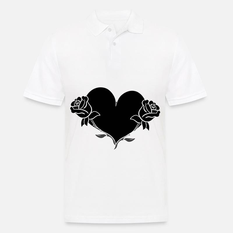 rose blume herz form symbol blumen - Männer Poloshirt - Weiß