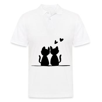 Saint-Valentin Chats romantiques Animaux Amour - Polo Homme - blanc - Devant - Kai (181cm)