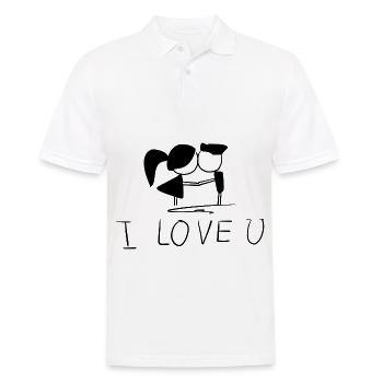 Je t’aime le couple de la Saint-Valentin - Polo Homme - blanc - Devant - Kai (181cm)