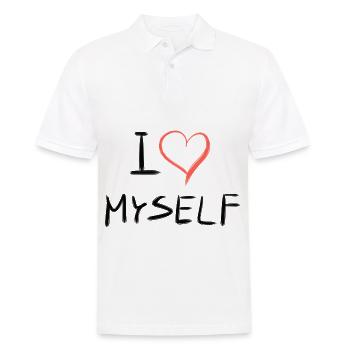 ich liebe mich herz text - Männer Poloshirt - Weiß - Vorne - Kai (181cm)