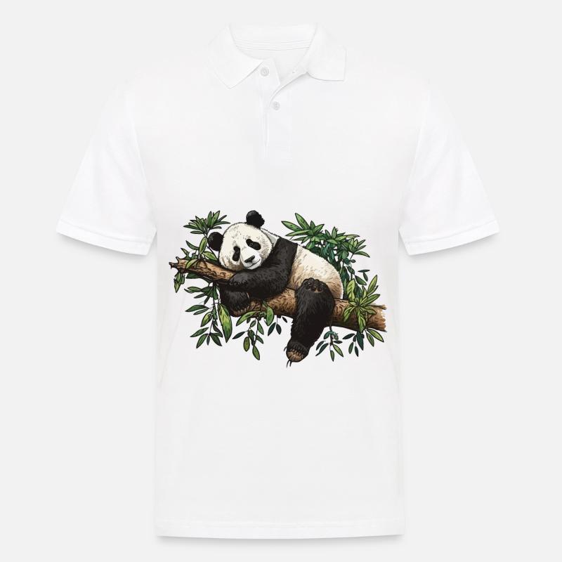 Der Bambus-Panda - Männer Poloshirt - Weiß