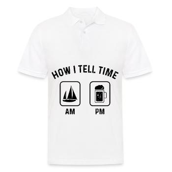 Wie sage ich Zeit am PM - (2) - Männer Poloshirt - Weiß - Vorne - Kai (181cm)