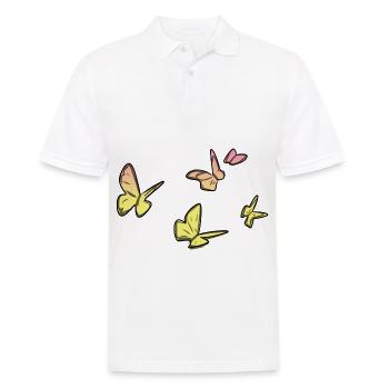 papillons jaunes symbole papillon - Polo Homme - blanc - Devant - Kai (181cm)