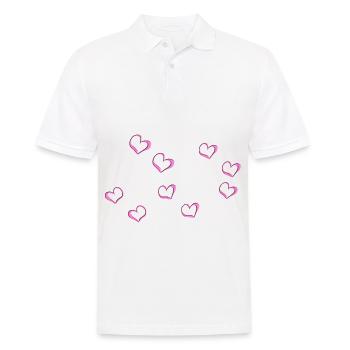 Pink Hearts Line Heart Pattern - Men's Polo Shirt - white - Front - Kai (181cm)