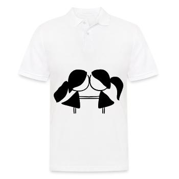 Couple lesbienne symbole amour lgbt - Polo Homme - blanc - Devant - Kai (181cm)