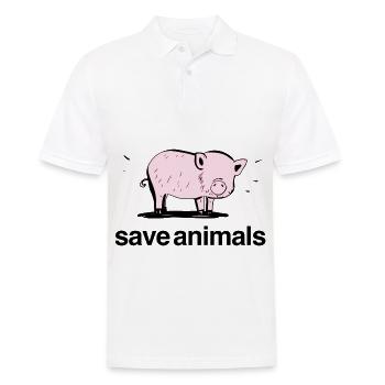pink pig baby animal save animals - Men's Polo Shirt - white - Front - Kai (181cm)