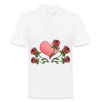 Rose Fleurs Plantes Coeur Rouge - Polo Homme - blanc - Devant - Kai (181cm)