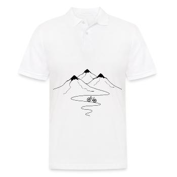 Chemin de montagne, virages et vélo électrique - - Polo Homme - blanc - Devant - Kai (181cm)
