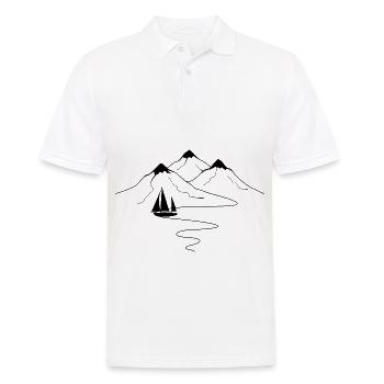Courbes des sentiers de montagne et voilier - - Polo Homme - blanc - Devant - Kai (181cm)