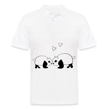 Panda Liebe Liebespaar Tier Tiere - Männer Poloshirt - Weiß - Vorne - Kai (181cm)