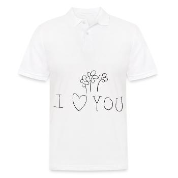 Je t’aime symbole fleurs de la Saint-Valentin - Polo Homme - blanc - Devant - Kai (181cm)