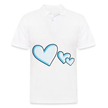 three hearts heart blue Valentine's Day love - Men's Polo Shirt - white - Front - Kai (181cm)