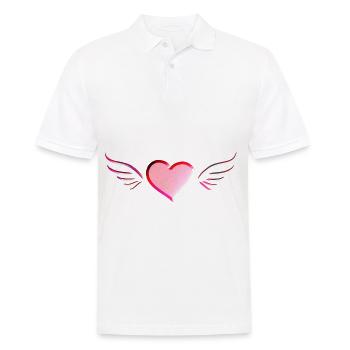 Liebe Rotes Herz Flügel Engel SymbolLiebe Rotes He - Männer Poloshirt - Weiß - Vorne - Kai (181cm)