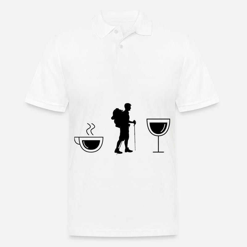 Kaffeewein und Wandern - - Männer Poloshirt - Weiß