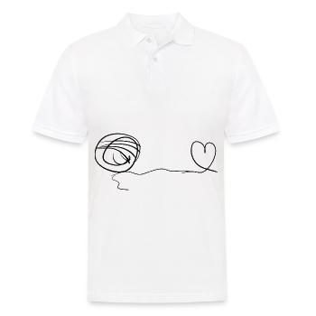 linie faden herz liebe schleife - Männer Poloshirt - Weiß - Vorne - Kai (181cm)