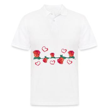 rote pflanzen linie blume herzen strich blumen - Männer Poloshirt - Weiß - Vorne - Kai (181cm)