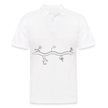 fleurs ligne de fleur symbole contour vague - Polo Homme - blanc - Devant - Kai (181cm)