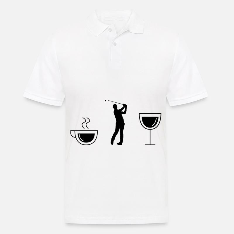 Kaffeewein und Golf - - Männer Poloshirt - Weiß