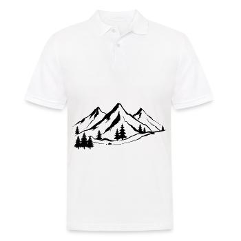 Berg 1 und Bäume - - Männer Poloshirt - Weiß - Vorne - Kai (181cm)