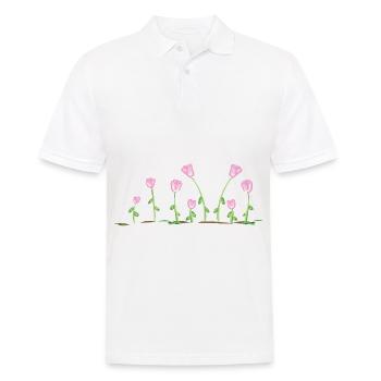 natural flowers rose earth line pattern - Men's Polo Shirt - white - Front - Kai (181cm)