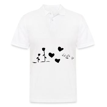 liebe text koreanisch herzen blumen - Männer Poloshirt - Weiß - Vorne - Kai (181cm)