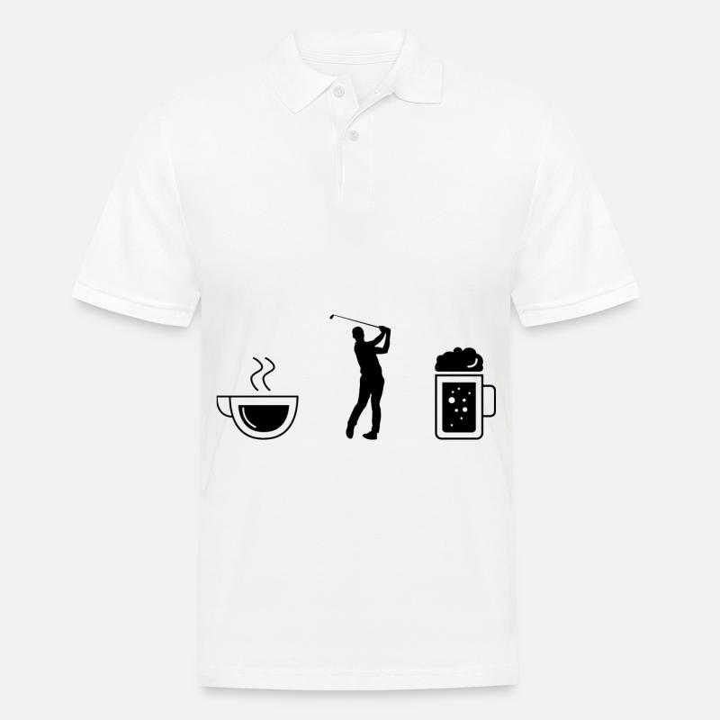 Kaffee-Bier und Golf - - Männer Poloshirt - Weiß