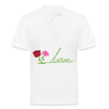liebe zwei blumen rot pflanzen - Männer Poloshirt - Weiß - Vorne - Kai (181cm)