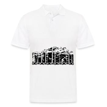 Fahrradkette und Wald - - Männer Poloshirt - Weiß - Vorne - Kai (181cm)