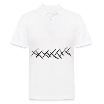 lignes transversales métal traits gris brillants - Polo Homme - blanc - Devant - Kai (181cm)